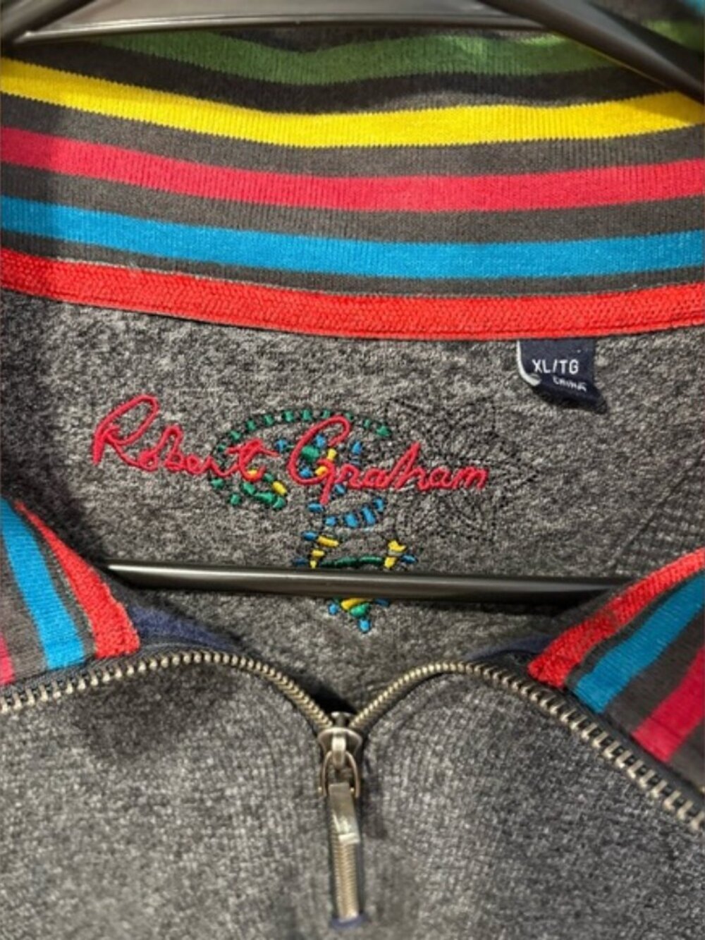 Robert Graham XL Men's Charcoal Ribbed 1/2 Zip Pullover Sweater - EXC Condition - Picture 9 of 9